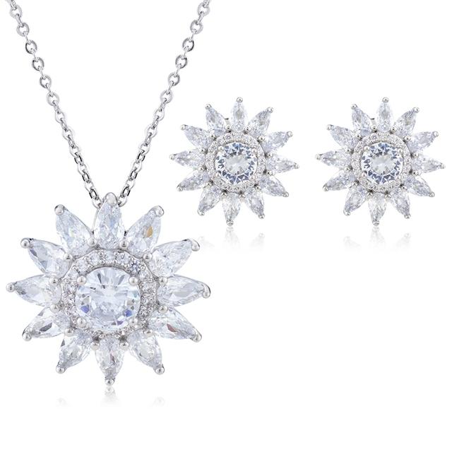 Schmuck Frauen Halskette Ohrringe Set Luxus Qualität Luxe Zubehör Feine Zirkonia Champagner Mode Jewelri Cubic Hohe Großhandel