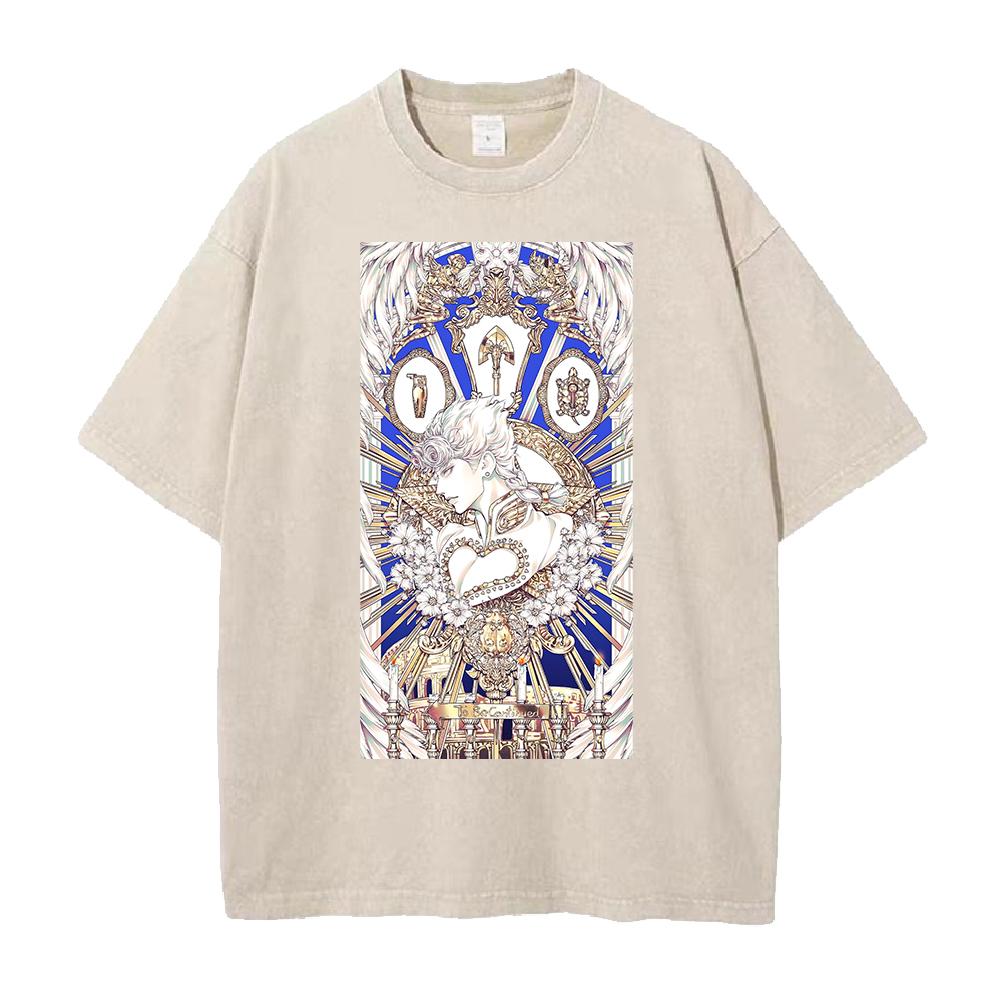 

Giovanna Giorno Print Tshirt Anime JoJos Bizarre Adventure Clothing Men Women Cotton Tshirts Retro Washed T Shirt Harajuku Top S