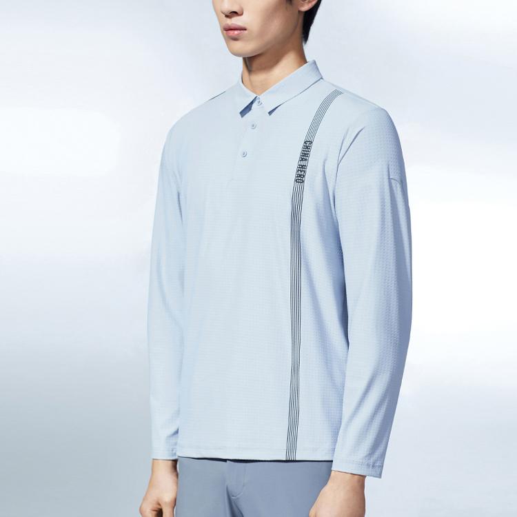 Anta Floral Print Long-Sleeve Polo Shirt Men Tops Moonlight-Blue 152317416-1