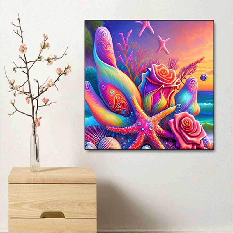 New Arrival 5D DIY Full Circle Diamond Painting "Starfish Rose" Embroidery Cross Stitch Home Decor Gift