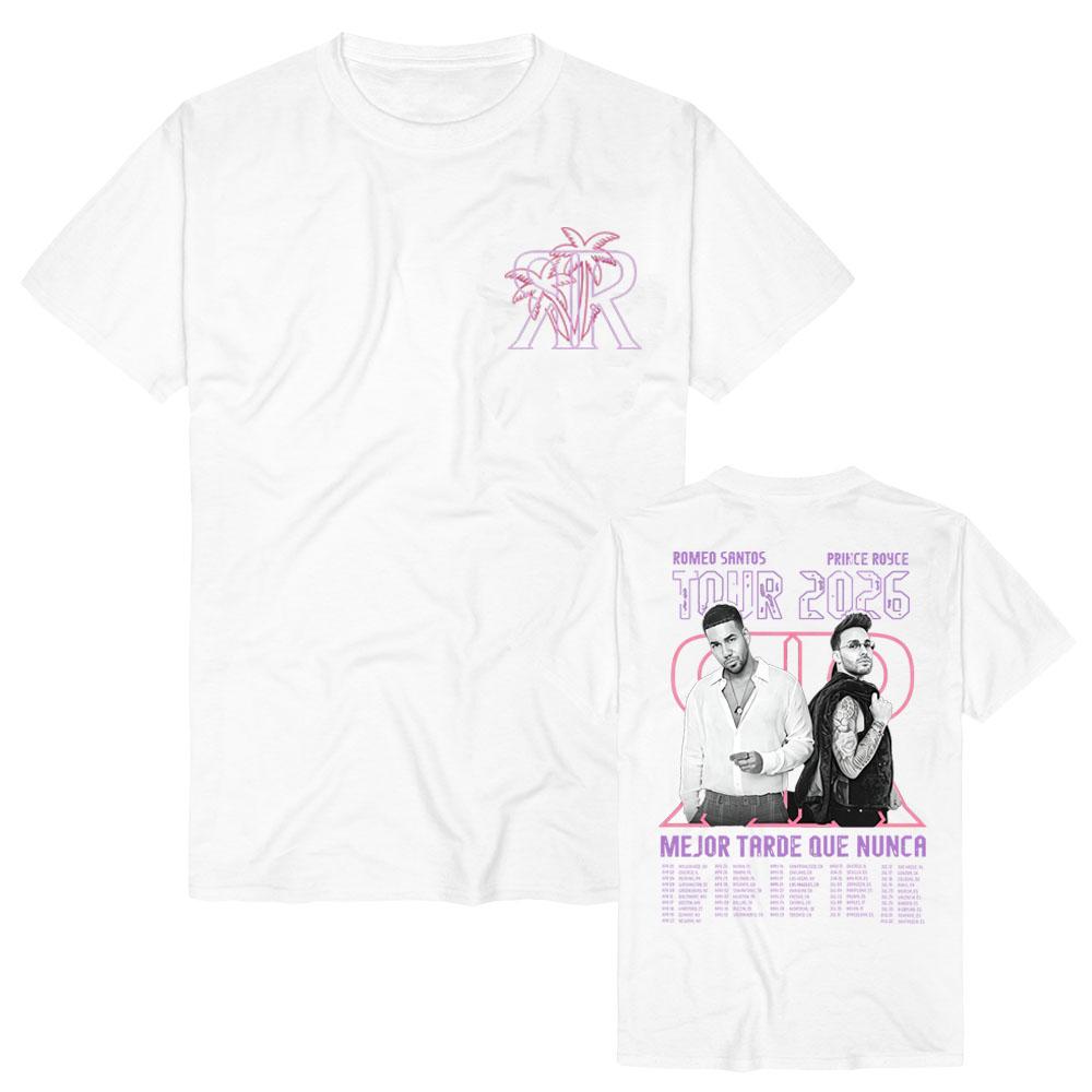 Romeo Santos y Prince Royce BLTN 2026 Tour Camiseta con Foto Collage Vintage Cuello Redondo Algodón de Alta Calidad para Verano Adulto Unisex