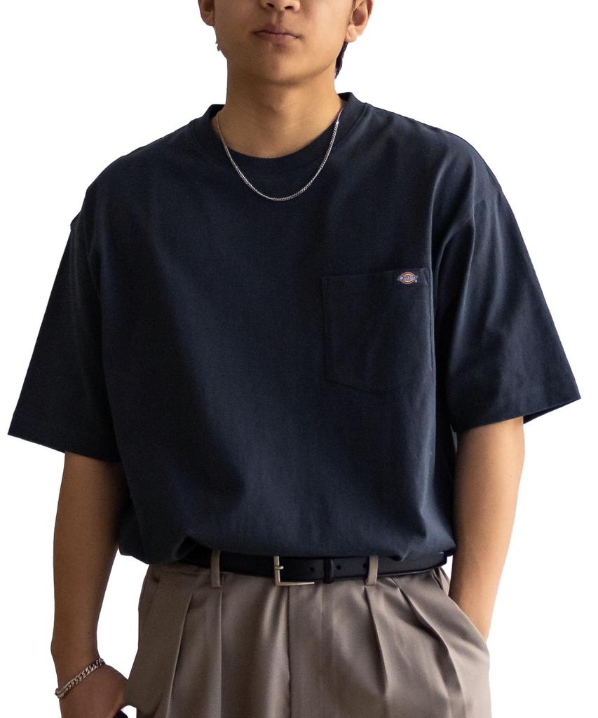 Dickies Men's Short Sleeve T-Shirt, 100% Cotton, Side Slit, Sumikuro (Size L)