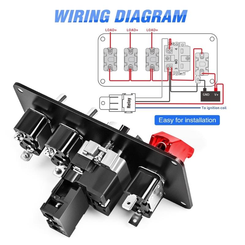 Ignition Switch with 12V 40A Car Starter Start Stop Engine Button Panel 12V 40A