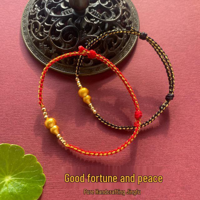 Gilded Calabash Zodiac Adjustable Red Woven Rope Bracelet
