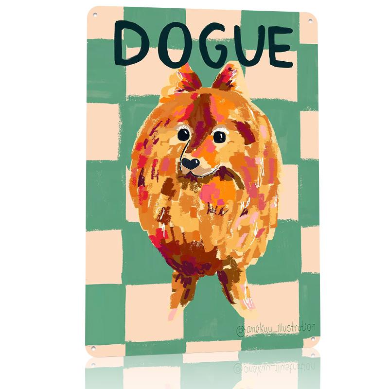 Pomeranian in Vogue Personalized D Textured Metal Poster Wall Art Vintage Tin Signs for Luxury Decoration Home Decor Items Room