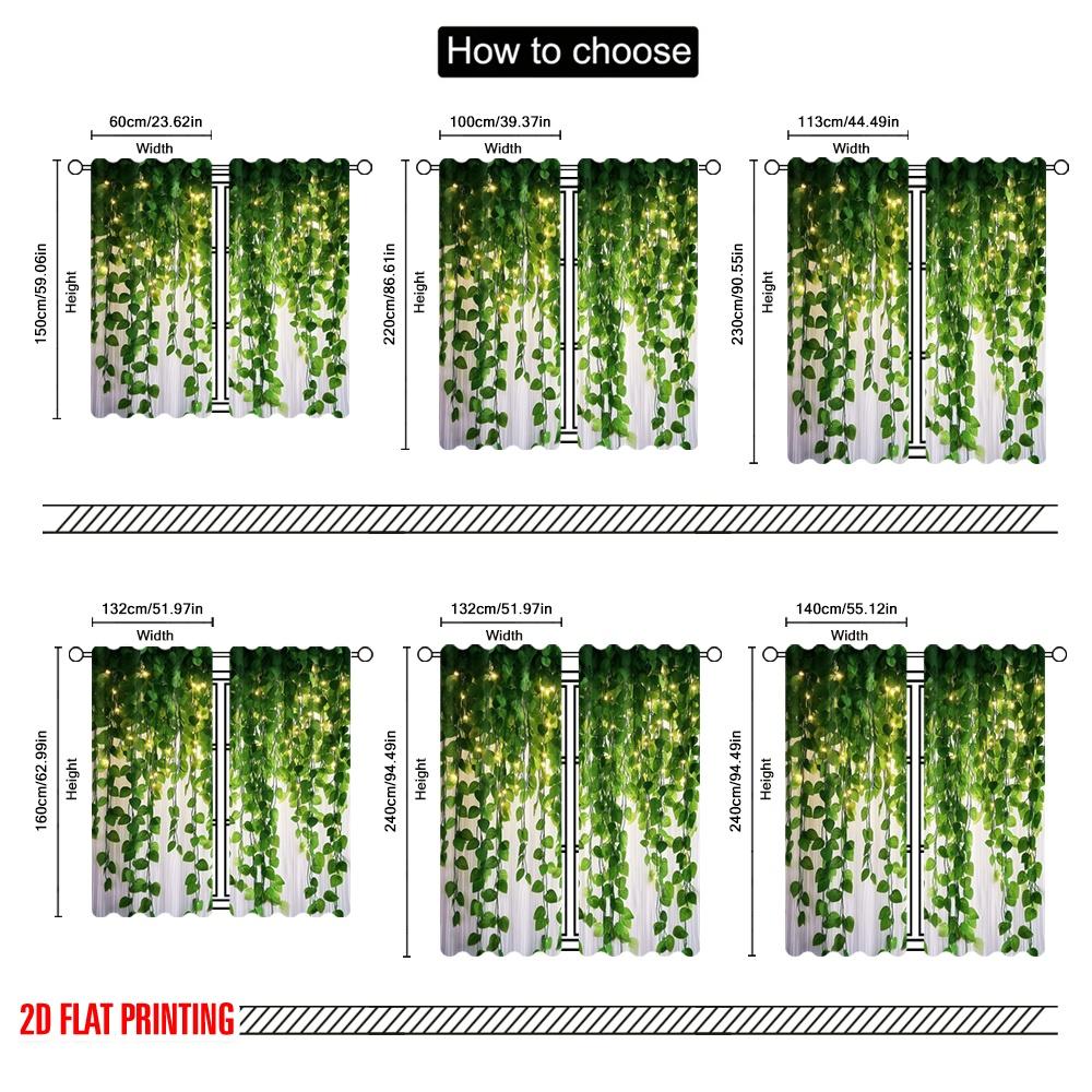 2 Stück, 2D-Flachdruckdruck Vorhänge Hängendes Laub 100% Polyester (ohne Stange) Festlicher Gebrauch für Schlafzimmer, Wohnzimmer, Arbeitszimmer