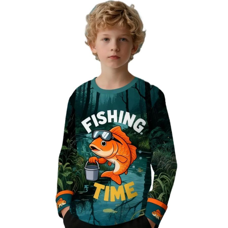 Outdoor Fishing 3D Print Children's Tops from 2 to 8 Year T-Shirts for Boys Girls Kids Clothes Summer Short Sleeve Clothing Boy