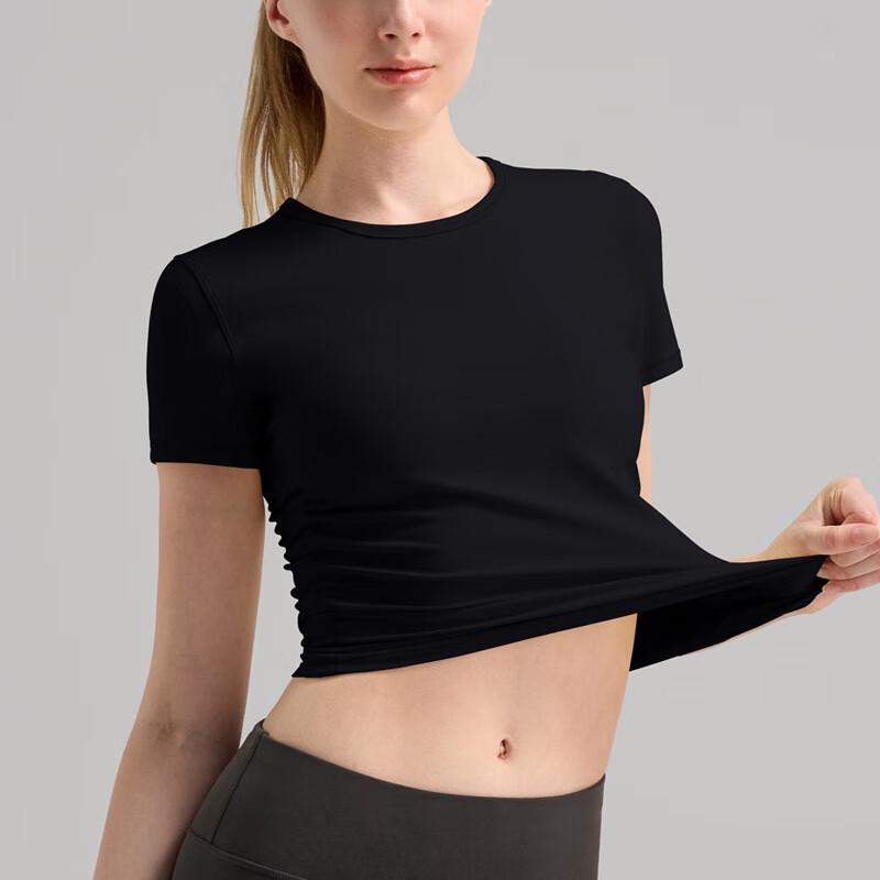 

JUNBIE Women s Short Sleeve Yoga Running Crop Top L