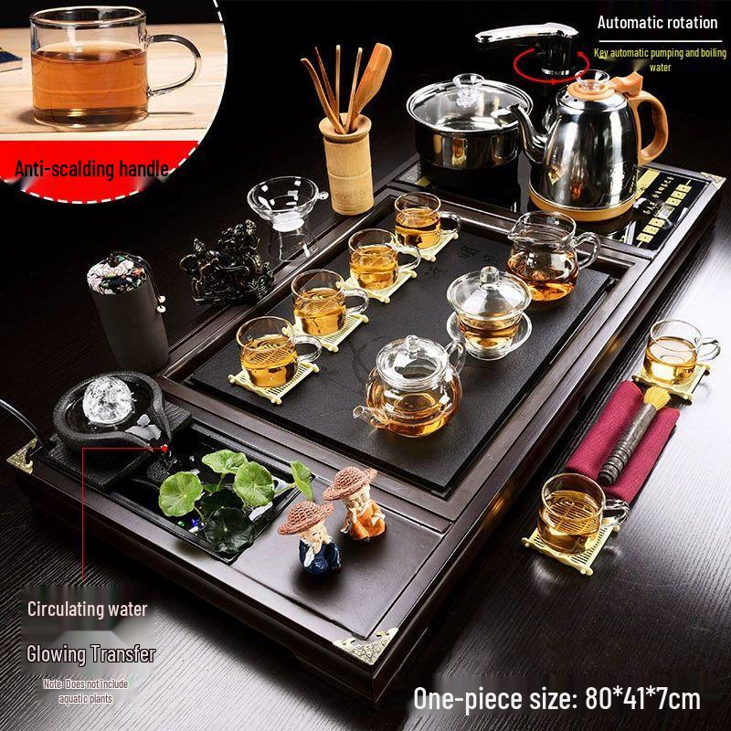 Automatic Chinese Kung Fu Tea Set with Wooden Tray and Kettle