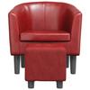 Club Armchair with Footstool Burgundy PU Leather
