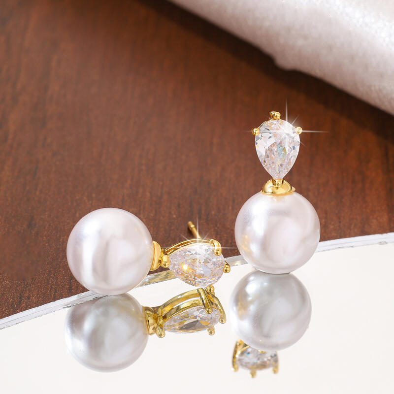 French Style Imitation Pearl Drop Earrings for Women Girls Light Luxury Exquisite Zircon Water Drop Earrings Jewelry Accessories