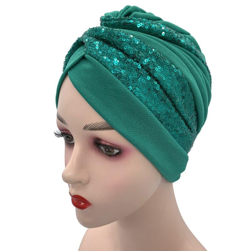 Fashion Women Glitter Sequins Turban Hat