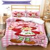 3pcs Princess Strawberry3 Design Cover Set - HD Printed Bedding with 1 Cover and 2 Pillowcases - Perfect for Home and Dorm Decor