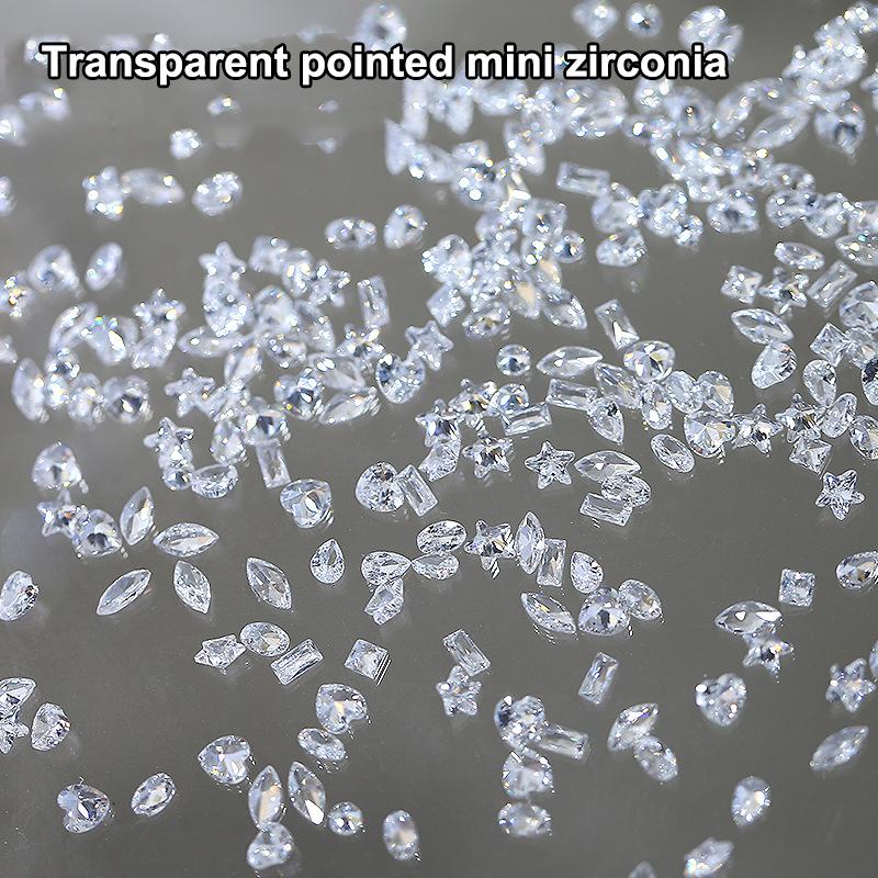 50Pcs Mini Nail Rhinestones Transparent Zircon Flash Nail Art Crystal Gems Dazzling Manicure Tip 3D Nail Art Decoration