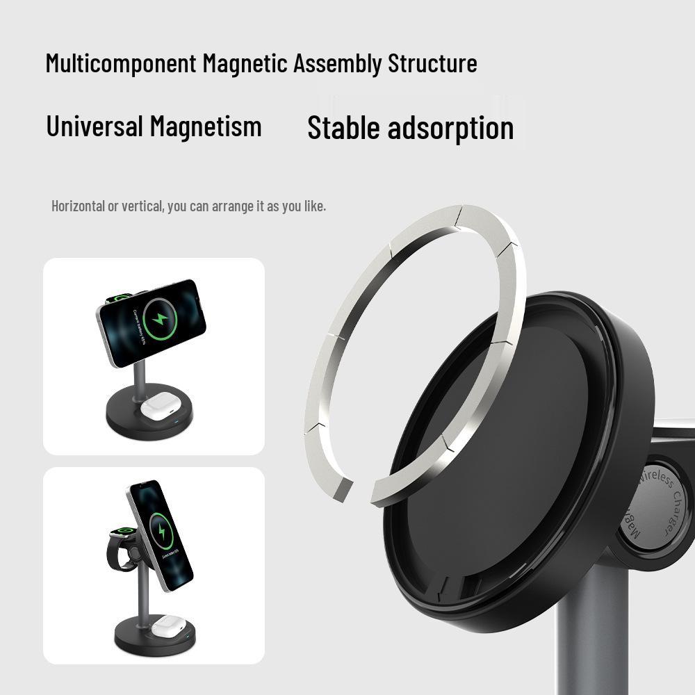 15W 3-in-1 Magnetic Wireless Charger Stand – Bestselling Desktop Charging Stand 2025