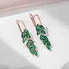 Green Leaf Zircon Dangle Earrings For Women Rose Gold Color Luxury Jewelry Gift Bride Wedding Earrings