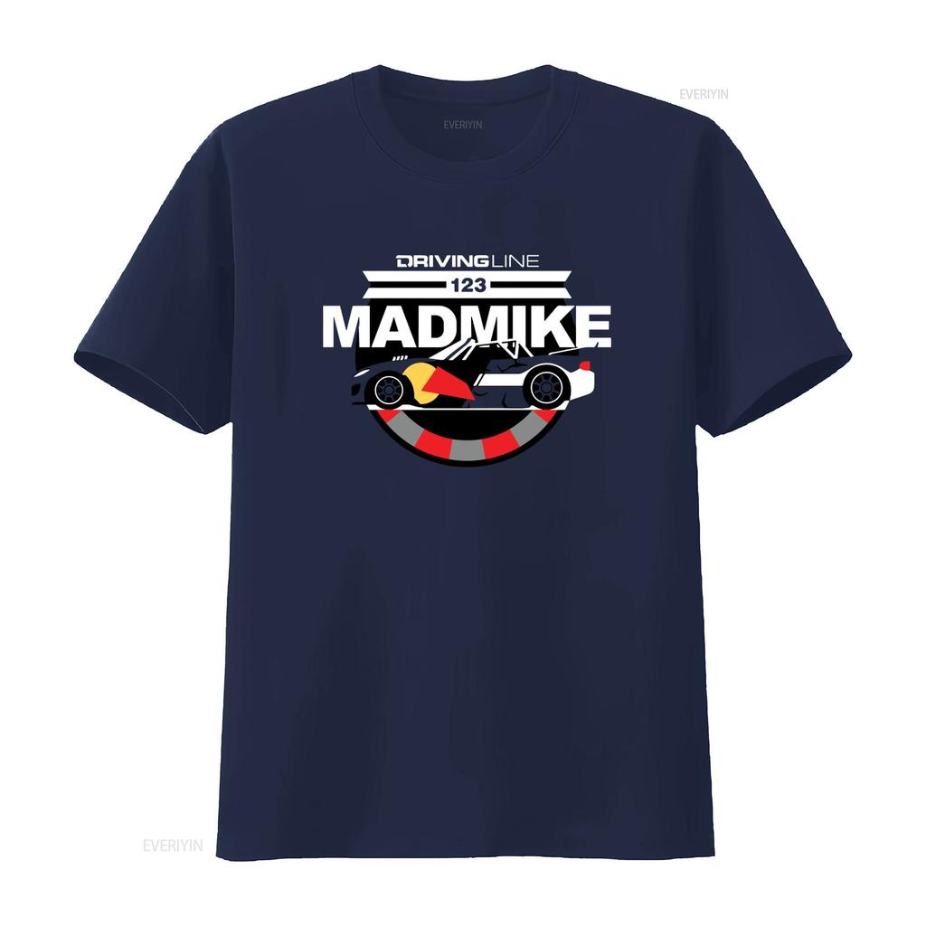 Driving Line 123 Mad Mike Stylisches Auto Print Herren Mittleres T-Shirt vintage Gewaschen streetwear homme Oberteil Für Jeden Tag Tragbar Unisex
