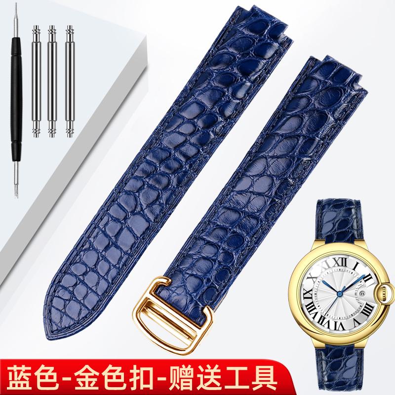 16 18 20 22m For Cartier blue balloon leather watchband Blue crocodile skin convex men women Folding buckle watch strap bracelet