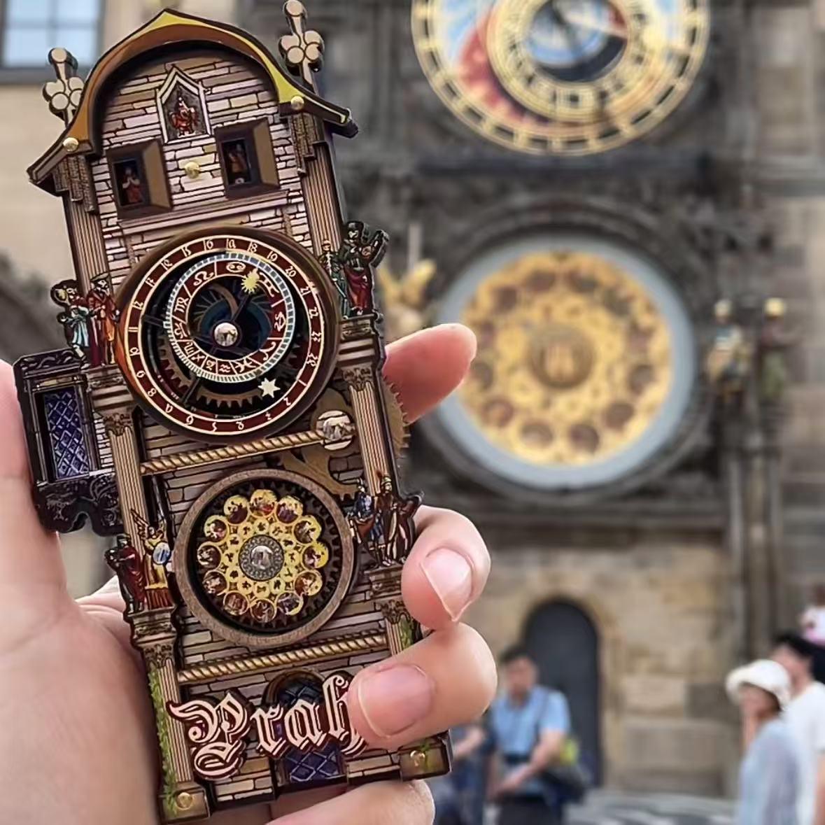 Макао Стиль Пражские Куранты Деревянный Магнит на Холодильник Сувенир