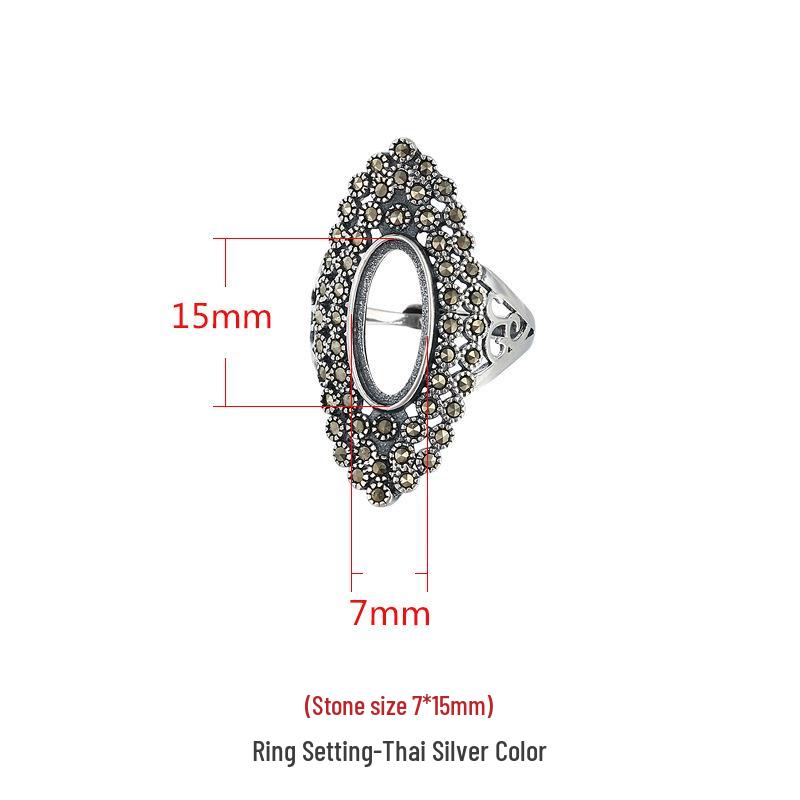 

925 Sterling Silver Vintage Ring Setting with Queen Facet: Available in Sizes 9*18, 13*19, 7*15, 11*24, 12*25. Adjustable