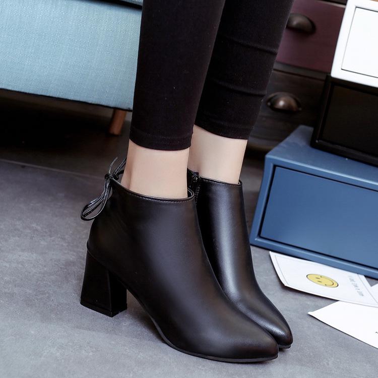 Fashion 2024 new Hot style Fashion women boots Round head thick bottom PU leather waterproof woman boots free shipping 668