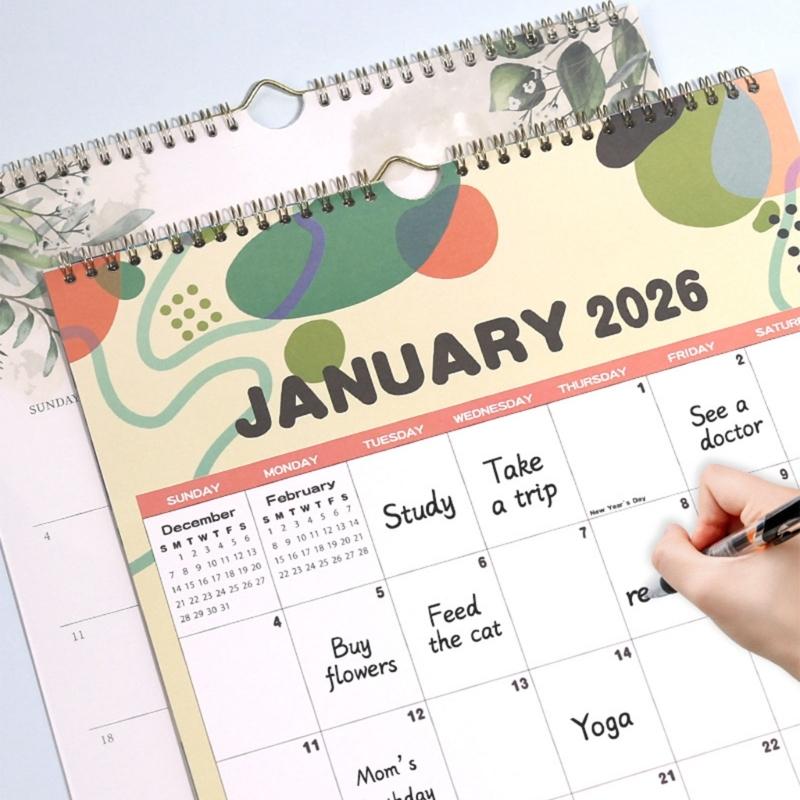 2026 Calendar Planner Wall Mount Paper Calendar 12 Month runs from January to December For Home Office School