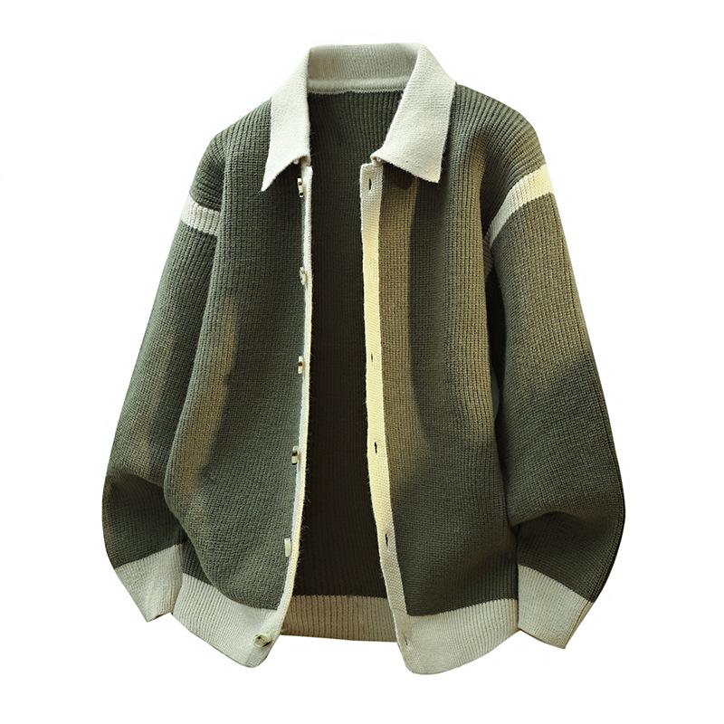 

2025 Autumn/Winter Loose Lapel Knit Cardigan - Green, Black, Wine Red 4XL зелёный