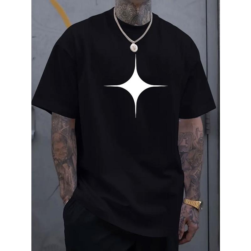 Simple and fashionable printed men's round neck short sleeved T-shirt, comfortable and breathable casual sports top suitable for spring and summer
