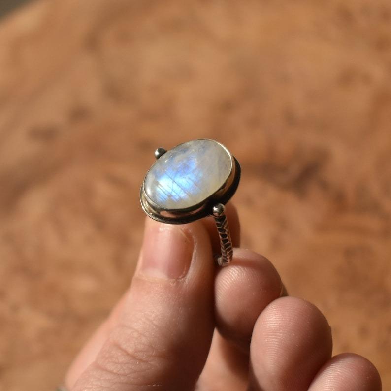925 Sterling Silver Marquise Natural Moonstone Gemstone Ring