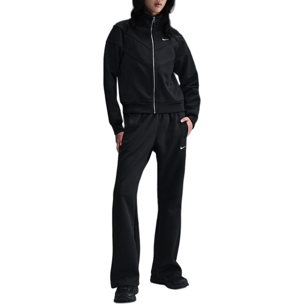 Nike Sportovní oblečení Windrunner Logo Stojáček Pohodlná bunda s dlouhým rukávem Dámské bundy Černá Bílá HJ0976-010