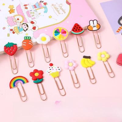 Rose Gold Cute Cartoon Bookmarks - Special-Shaped Metal Paper Clips for Students