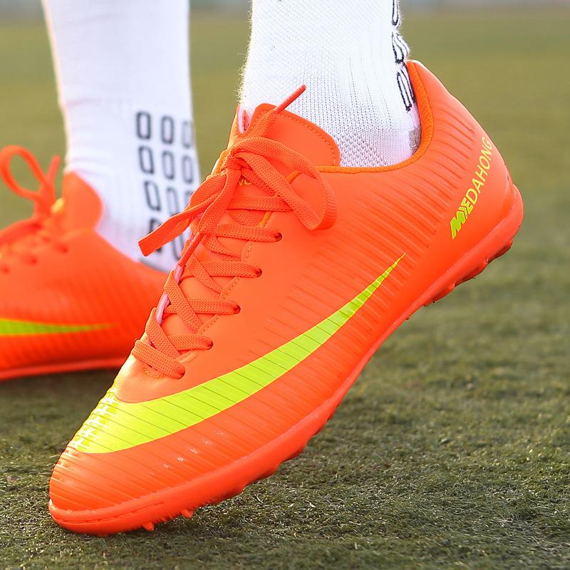 Shoes Artificial Turf Leather Foot Shredded Training Female Student Youth Football Shoes Male Student Nails 35