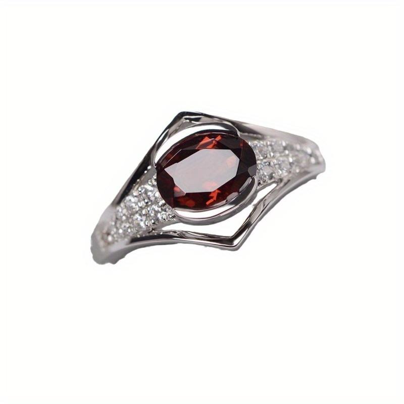 1 Stück Modischer Granatrot Synthetischer Zirkon Ring, Schlichter und Modischer Stil
