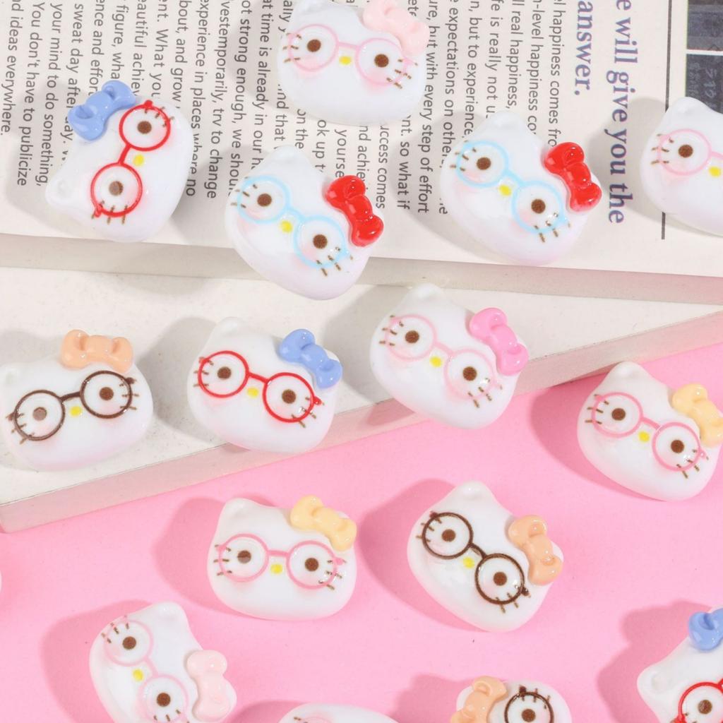 60/240PCS Cartoon bow tie glasses cat head creative handmade DIY cream glue resin accessories accessories jewelry materials