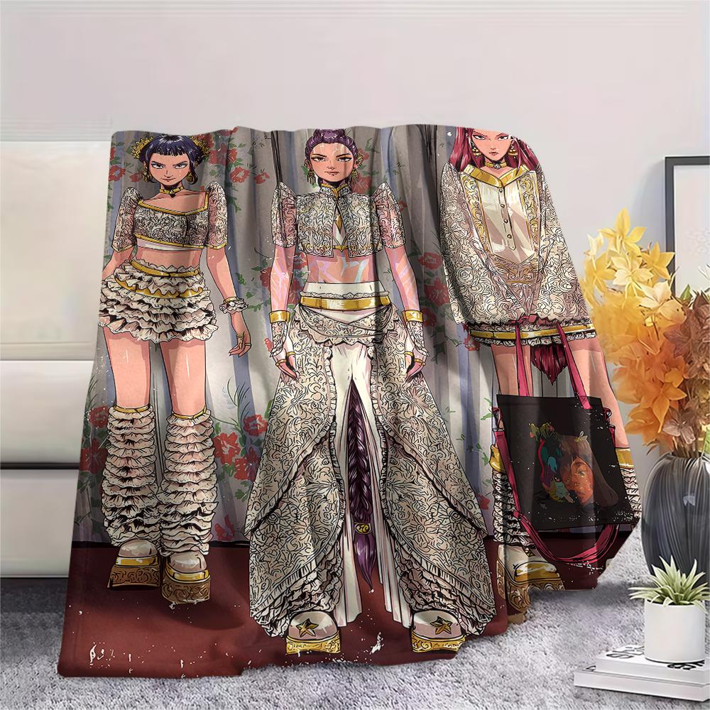 1pz Coperta in Flanella con Stampa Kpop Demon Hunters, Alta Qualità, Per Tutte le Stagioni, Decorazione per la Casa, Calore e Comfort, Perfetta per Regali di Natale