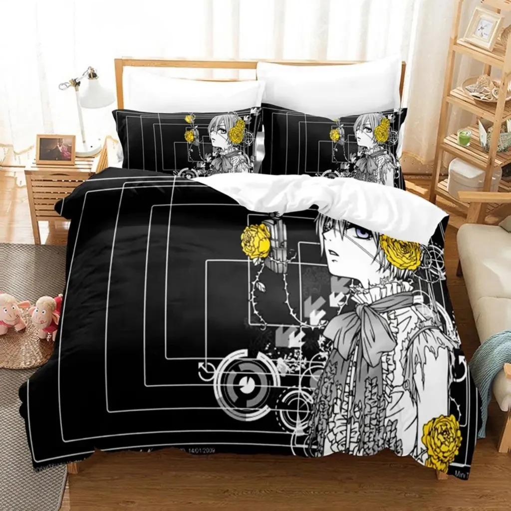 Anime Black Butler Sebastian Bedding Set Boys Girls Twin Queen Size Duvet Cover Pillowcase Bed Kids Adult Home Textileextile Tool