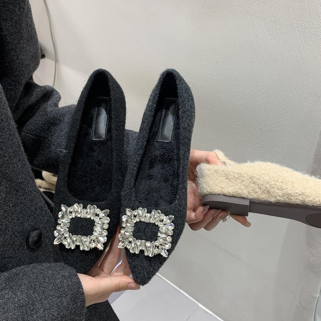 Spitze Plüschschuhe, jährliche Plüsch Strasssteine, schwarz mit Rock, innere Höhenverstellung Single Shoes, Damen Baumwolle.