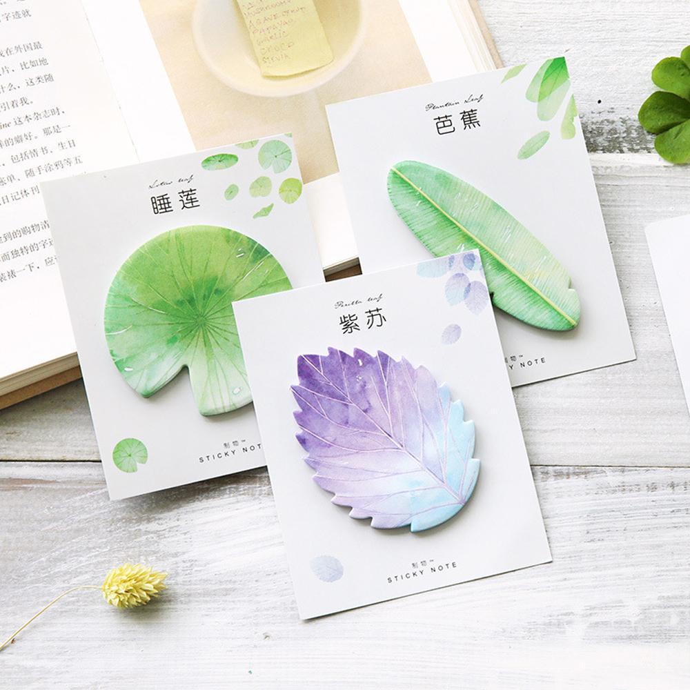 Sticker Paper Stationery Self-Adhesive Natural Plant Leaf Sticky Note Memo Pad Bookmark Notebook