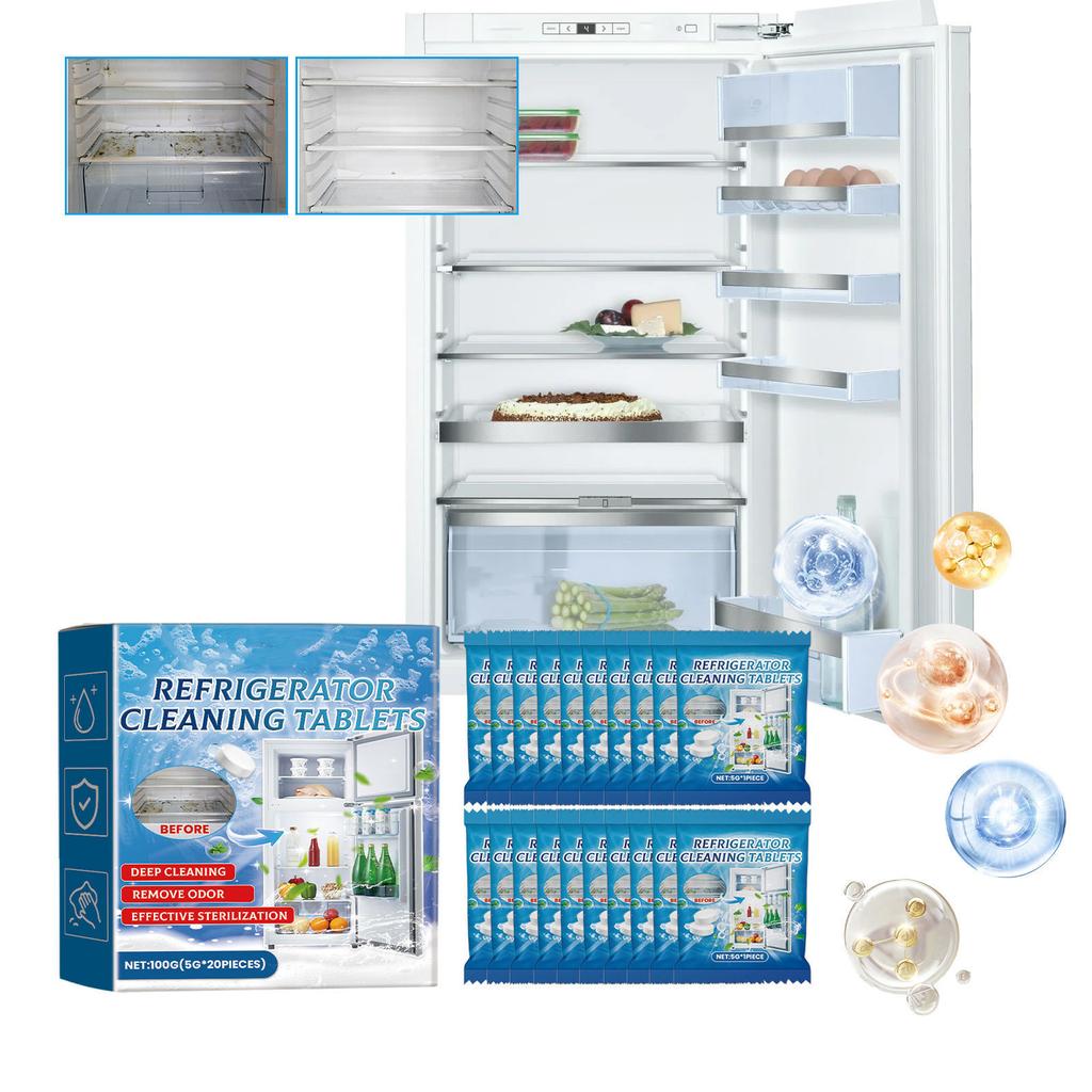 Kühlschrank-Reinigungstabletten, Kühlschrank- und Gefrierschrank-Reinigungstabletten, geeignet für die Reinigung des Kühlschrankinneren