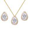 Rose Gold Yellow Gold Rhodium Silver Yellow Gold Plated Teardrop Pendant Necklace Earring Set Cubic Zirconia CZ Weddings Parties