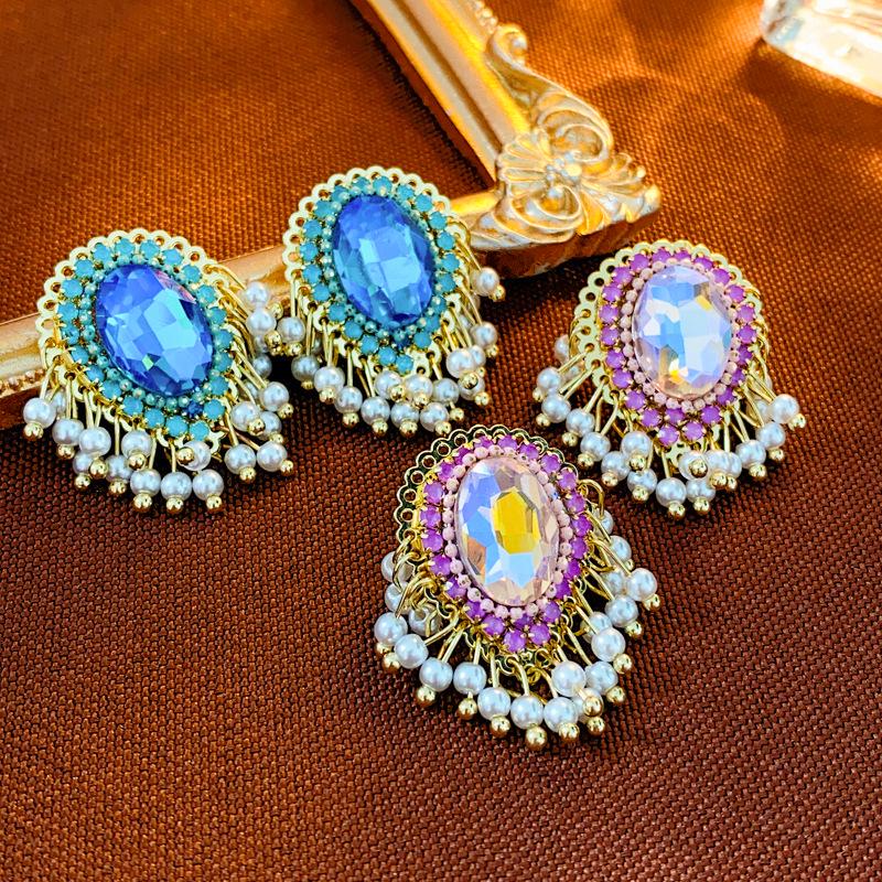 Retro Strass Faux Perle Tropfen Quastenohrringe - Französischer Hofstil, High-End Luxus für Frauen