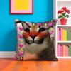 Floppa Cat Meme Cushion Cover Plush Fabric Soft Double-Sided Printed Sofa Warm Winter Home Gift Pillow Case