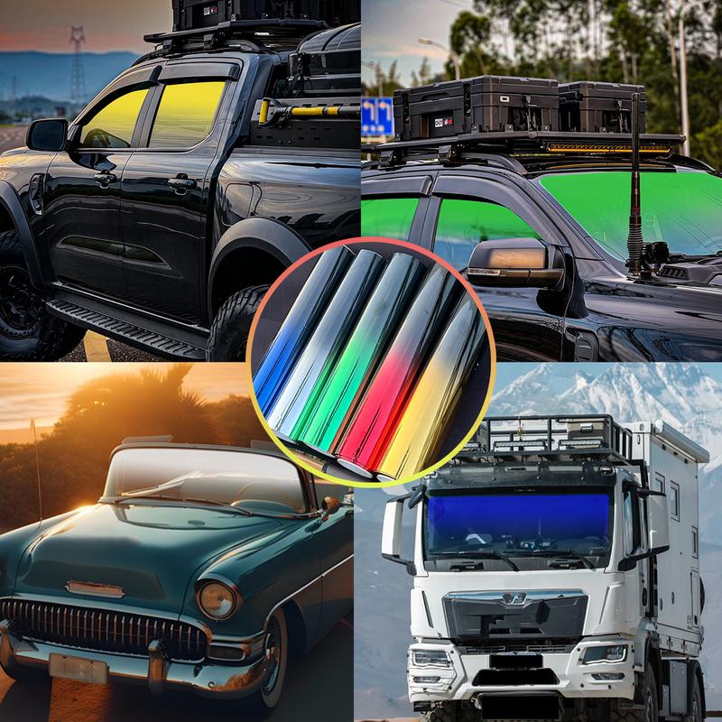 19.68in Wide Car Glass Solar Film Color Changing Film Waterproof Peel Paste Universal Insulation Film Privacy Window Car Home