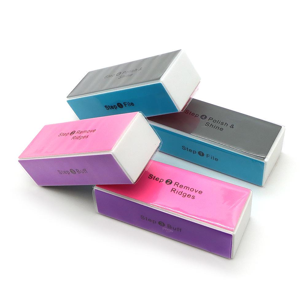 Colorful Four-Sided Nail Polishing Block - Four-Step Nail File and Buffer