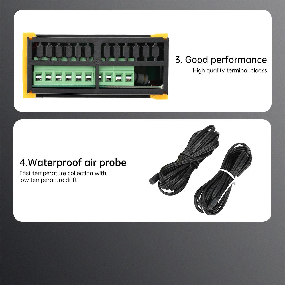 ETC-974 Intelligent Digital Display Temperature Controller DC12V/24V AC110V/220V Precise Adjustment Compressor/Frost/Fan