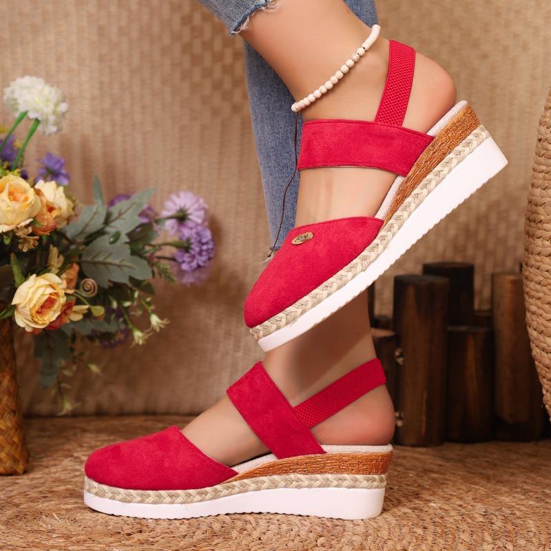 Fashion 2024 Spring and Summer Hot Selling Brand Closed Toe Women's Sandals Casual Sandals Round Toe Wedge Thick Sole Shoes for Women
