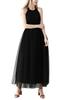 Euyqs Tulle Long Skirt with Lined Elastic Waist Women's (Black)