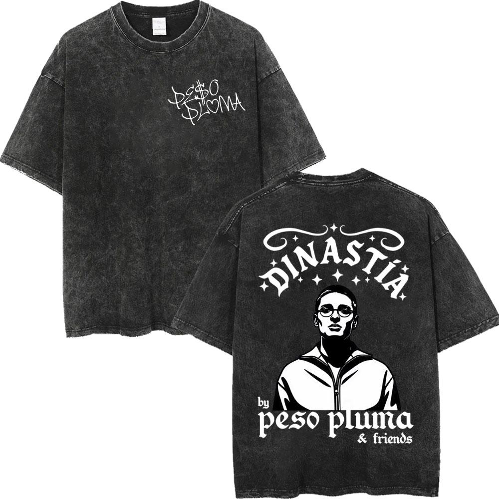 Vintage Washed Rapper Peso Pluma Poster Graphic T Shirt Men Women Fashion Hip Hop Tshirt High Quality Cotton Oversized Tshirts