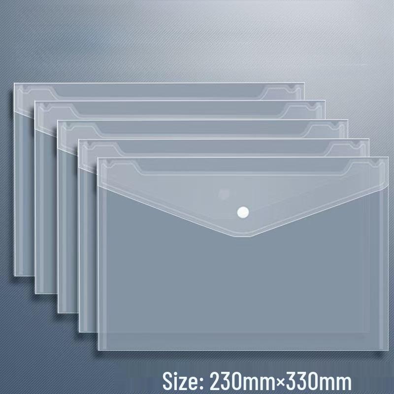 

Transparent Plastic File Bag with Snap Button - Large Capacity for Exam Papers and Student Archives