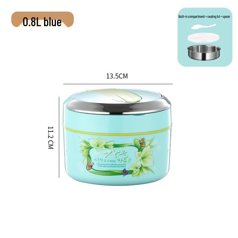 

Round Stainless Steel Insulated Lunch Box - Cute Cartoon Design, Large Capacity for Students and Outdoor Use